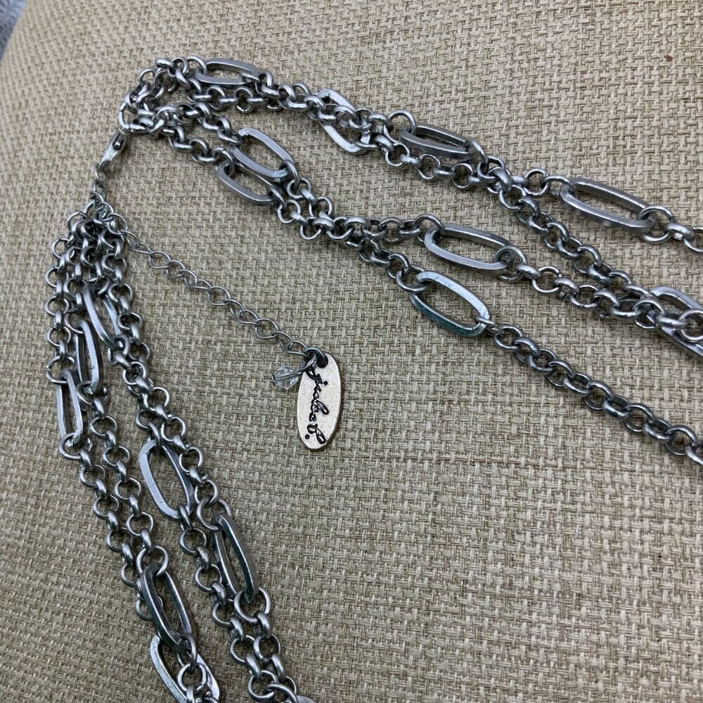 Julies B Multi Strands Gray AB Iridescent Beaded Silver Necklace - Picture 6 of 8